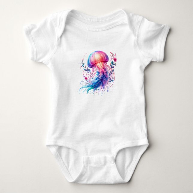 Body Para Bebê Kawaii Jellyfish Illustration | Cute Creature Art (Frente)