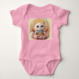 Body Para Bebê Kawaii Ramen Cachorro Gato Bebê Bodyfato - Nó Ador