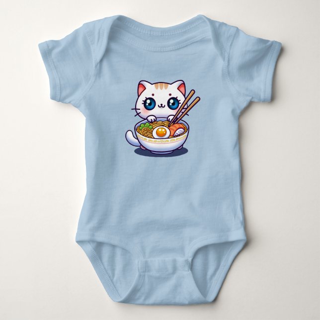 Body Para Bebê Kawaii Ramen Cat (Frente)