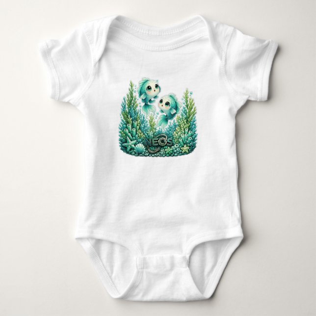 Body Para Bebê Kawaii Zodíaco Neos Peixes (Frente)