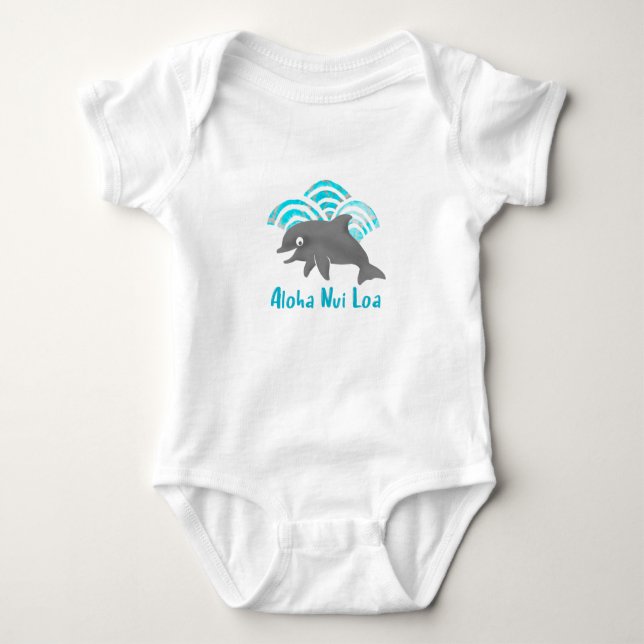 Body Para Bebê Keiki Watercolor Dolphin Wave (Frente)