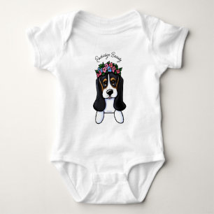 Body Para Bebê KiniArt Basset Flower Girl Bebê-macacão