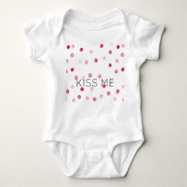 Body Para Bebê KISS ME Pink Watercolor Dots Sweet Namorados Fun