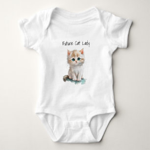 Body Para Bebê Kit de Aquarela Gata Futura com Gatinho de Olhos A