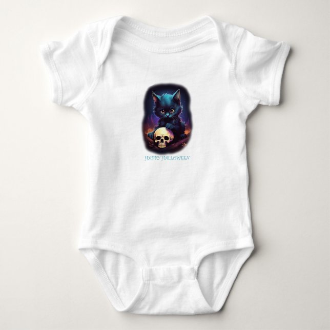 Body Para Bebê Kitten Halloween Skull (Frente)