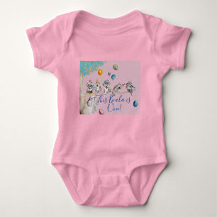Body Para Bebê Koala Cute First Birthday Pastel Pink Watercolor