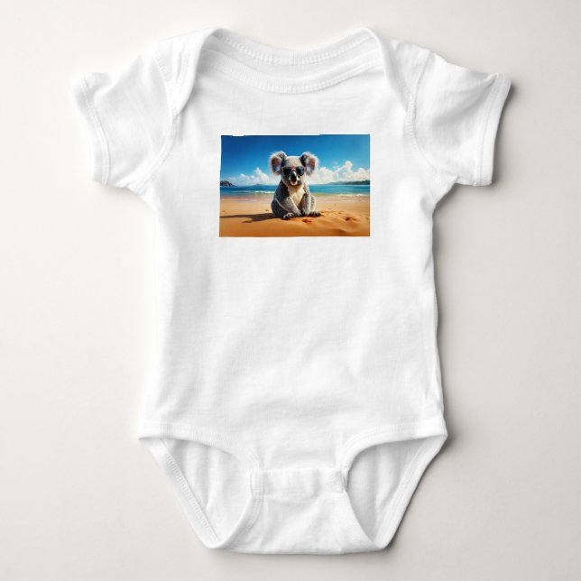 Body Para Bebê Koala em uma praia arenosa (Frente)