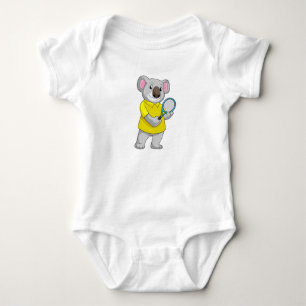 Body Para Bebê Koala na Tênis com raquete Tênis