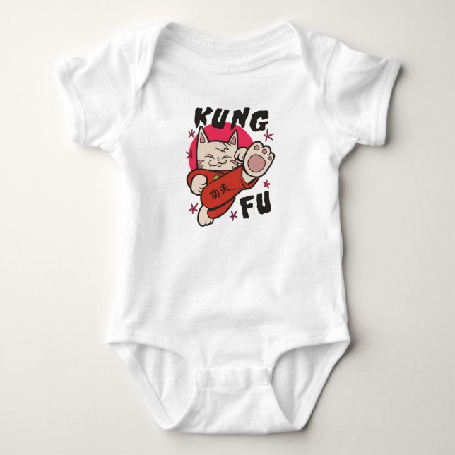 Body Para Bebê Kung Fu Cat (Frente)