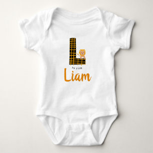 Body Para Bebê L é para Liam (ou seu nome L PERSONALIZADO) Lion J