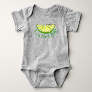 Body Para Bebê L é para o alfabeto da Fruta de Citros do Verde li