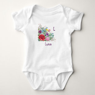 Body Para Bebê L Lua Personalize Letra Nome, Flores de Rosa