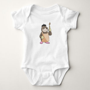 Body Para Bebê Lã como Pintor com Pintor