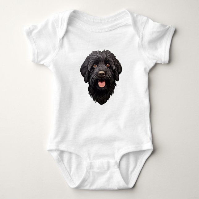 Body Para Bebê Labradoodle Black Dog (Frente)