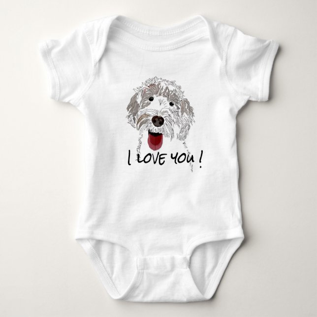 Body Para Bebê Labradoodle Eu Te Amo (Frente)