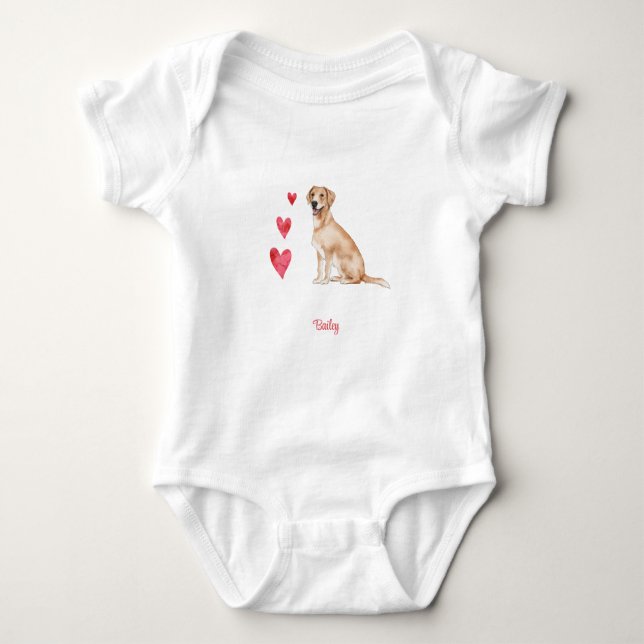 Body Para Bebê Labrador Retriever Personalizado Cão (Frente)