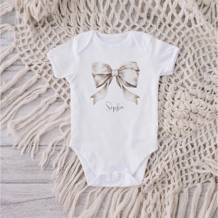 Body Para Bebê Laço de Bow Branco Vintage