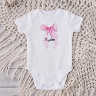 Body Para Bebê Laço de Bow Rosa