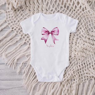 Body Para Bebê Laço de Fita Rosa Vintage