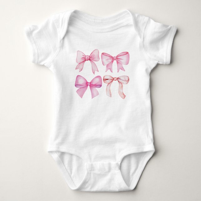 Body Para Bebê Laços Rosa Aquarela (Frente)