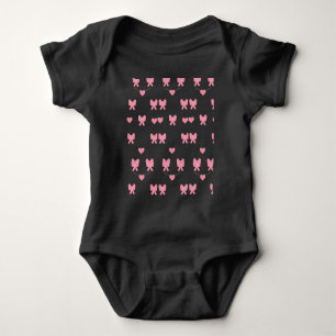 Body Para Bebê Laços Rosa e Corações Fofo Coque