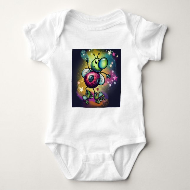 Body Para Bebê Ladybug Roller Disco Baby Bodysuit (Frente)