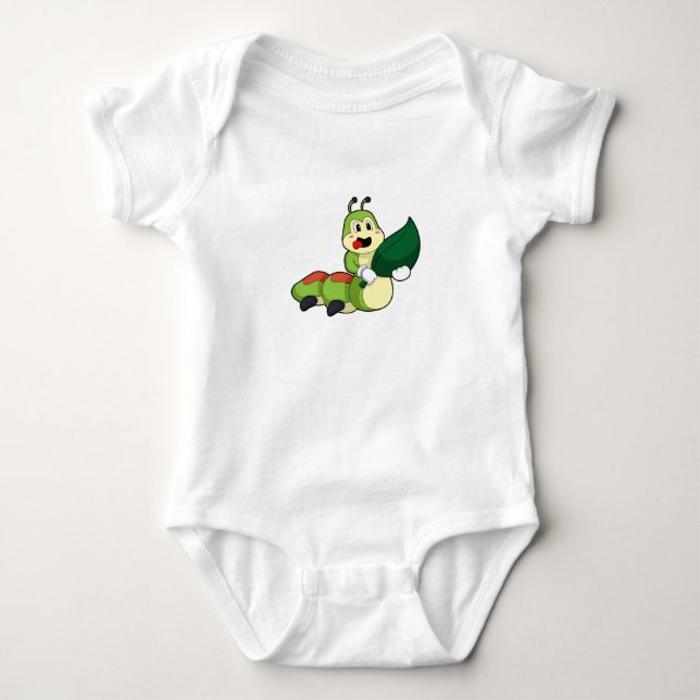 Body Para Bebê Lagarta com Folha (Frente)