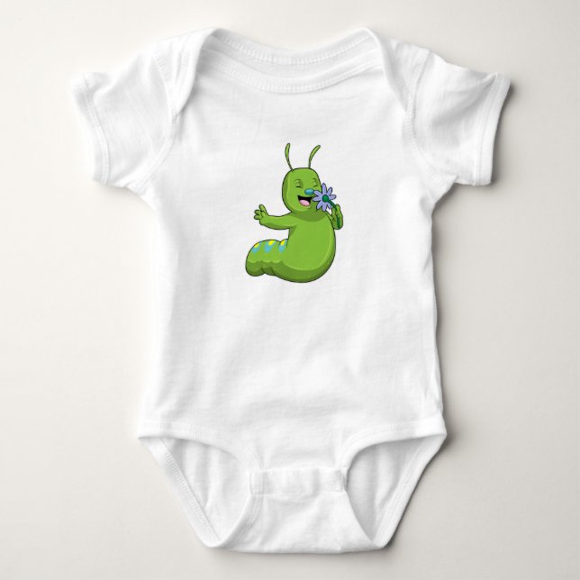 Body Para Bebê Lagarta com margarida (Frente)