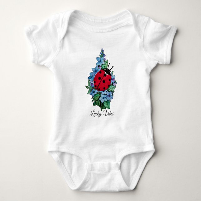 Body Para Bebê Lagybird Cute De Cana-De-Vinho Com Flores Selvagen (Frente)