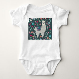 Body Para Bebê Lama Floral: Portas Desenhadas À Mão Vintage