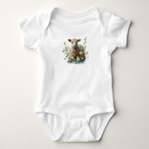 Body Para Bebê Lamas de Bebê de Aquarela com Flores