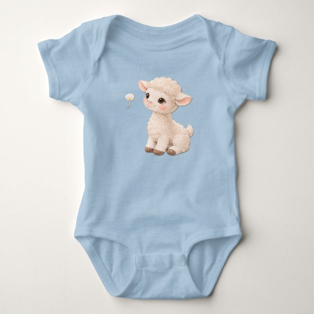 Body Para Bebê Lamb Baby Bodysuit – Soft Farm Baby Outfit (Frente)