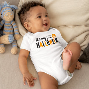 Body Para Bebê Laranja Moderno e Negro Meu Primeiro Halloween
