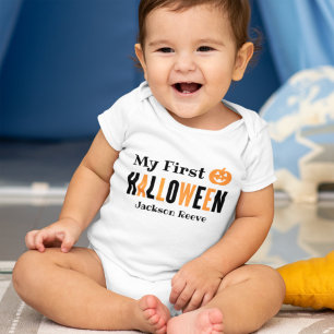 Body Para Bebê Laranja Moderno Meu Primeiro Dia das Bruxas com No
