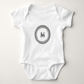 Body Para Bebê Lavado afastado! Monograma cinzento
