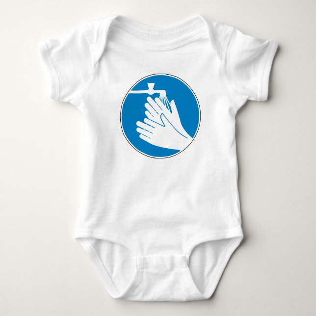 Body Para Bebê Lave as mãos (saúde e segurança) (higiene) (Frente)