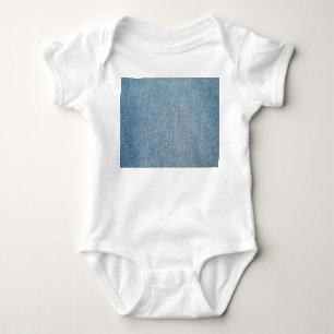 Body Para Bebê Lave com ácido jeans azuis, textura denim.