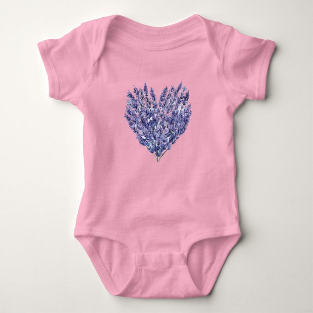 Body Para Bebê Lavender Flowers Heart (Frente)