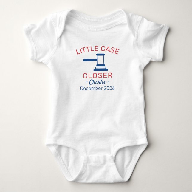 Body Para Bebê Lawyer Baby Announcement Little Case Closer Lawyer (Frente)