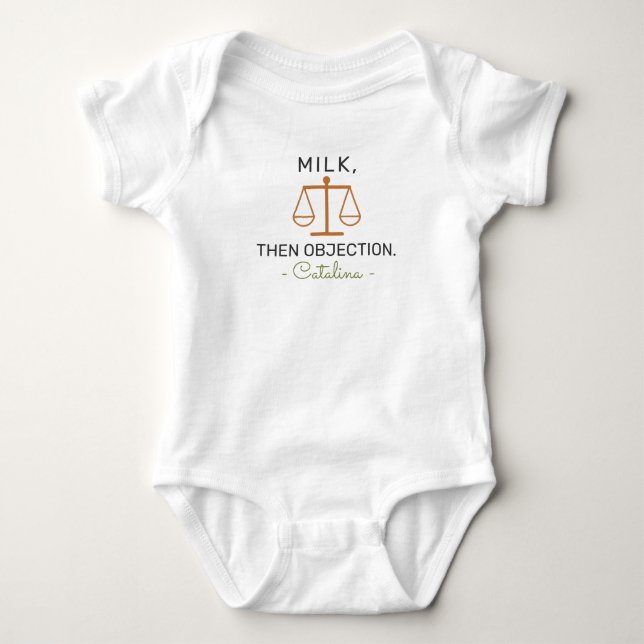 Body Para Bebê Lawyer Baby Announcement Milk Then Objection - Law (Frente)
