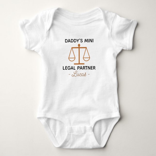 Body Para Bebê Lawyer - Daddy’s Mini Legal Partner - Attorney (Frente)