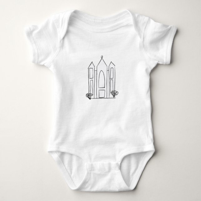 Body Para Bebê LDS Salt Lake City Temple simples mormon moderno (Frente)