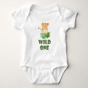 Body Para Bebê Leão-bebê bonito na floresta Selvagem Uma Carta