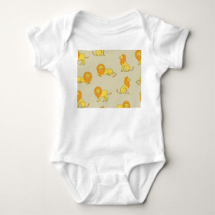 Body Para Bebê Leão desenhado à mão: padrão vintage.