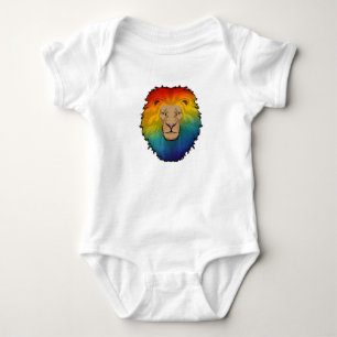 Body Para Bebê Leão em cores arco-íris