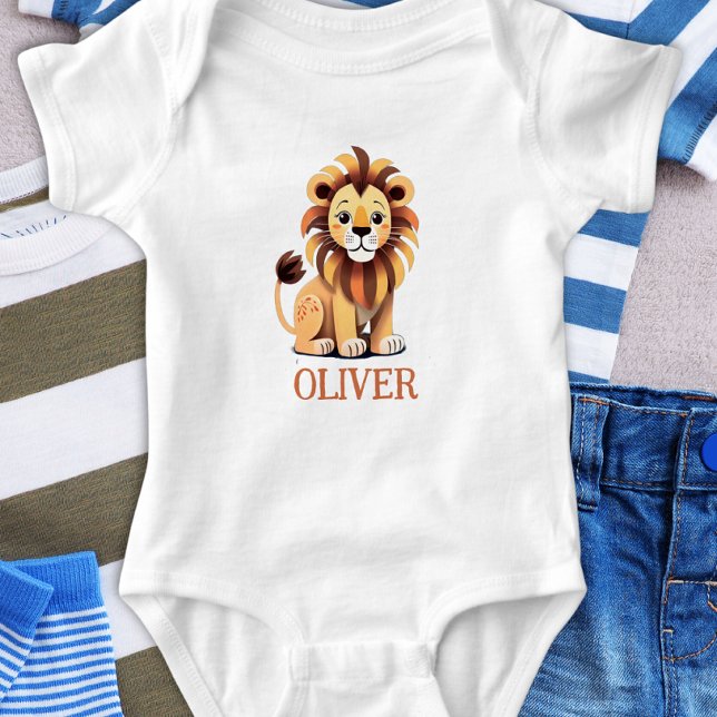 Body Para Bebê Leão Fofo Personalizado (Criador carregado)