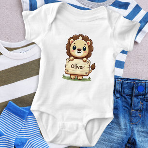 Body Para Bebê Leãozinho Fofo com um Letreiro de Nome