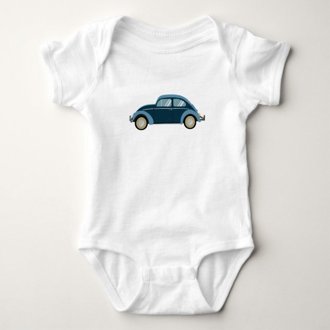 Body Para Bebê legal carro retrô azul com algemas (Frente)