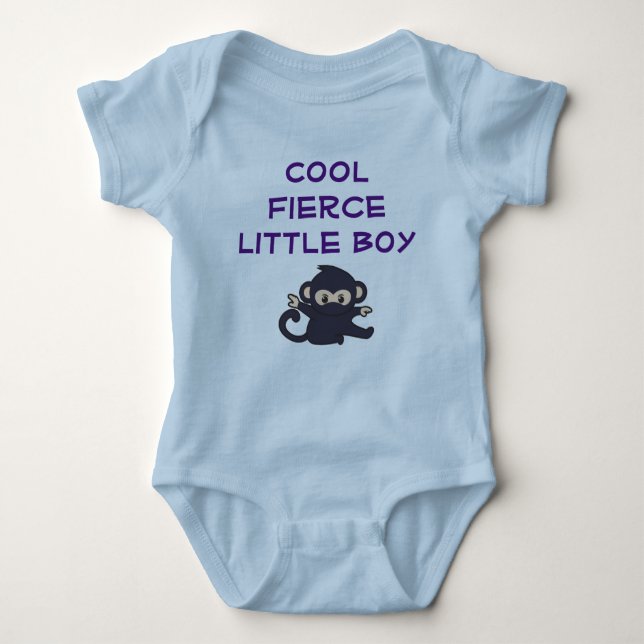 Body Para Bebê Legal Fierce Boy Engraçado Cartoon Ninja Monkey (Frente)