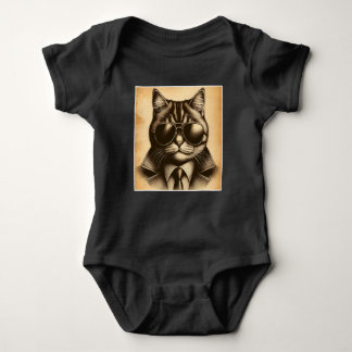 Body Para Bebê Legal Gato Retroativo em Óculos de Sol Aviador, Se